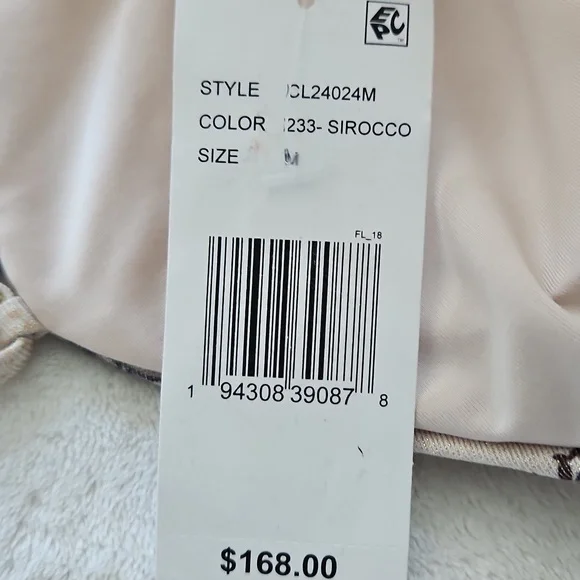 NWT Cosita Linda Elegant Palm Print One-Piece Swimsuit:Tan/brown/navy: Size- Med - Picture 11 of 13